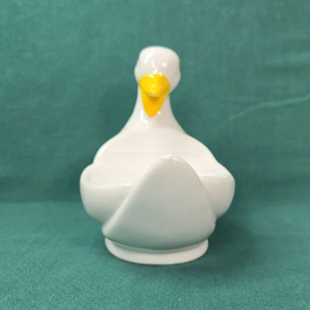 Vintage Goose Duck Soap Dish White & Yellow Ceramic Cottagecore Grandmacore